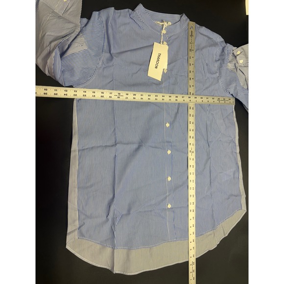 Thakoon NEW Striped Paneled Oversized Button Up Shirt Blue White Size Small - Picture 7 of 7